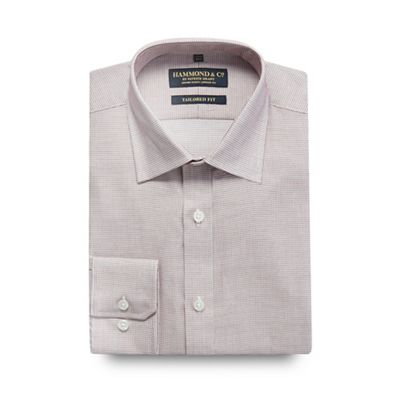 Hammond & Co. by Patrick Grant Dark rose grid checked print tailored fit shirt
